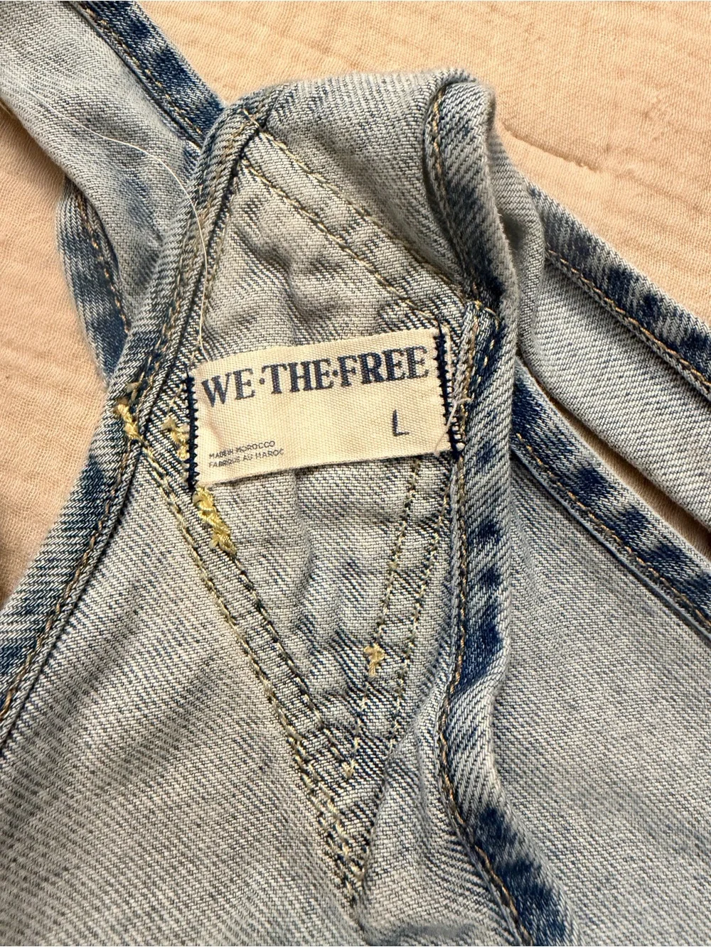 Free People We The Free Light Blue Denim Short Overalls - Picture 4 of 7